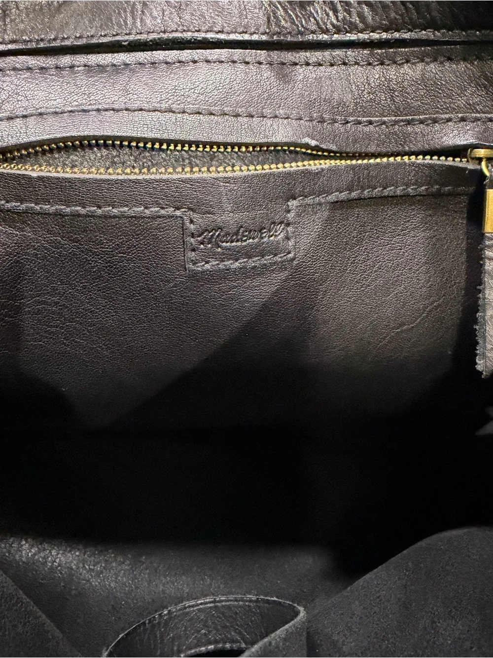 Madewell Black Leather Tote Bag